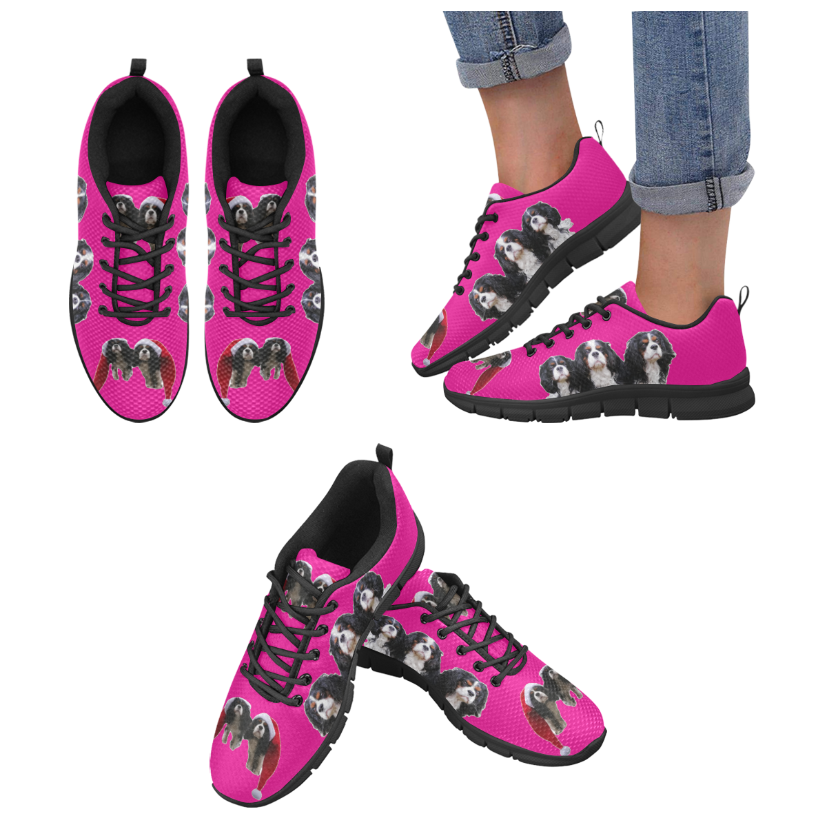 Women's Christmas Shoe Pink Breathable Sneakers (Large Size)